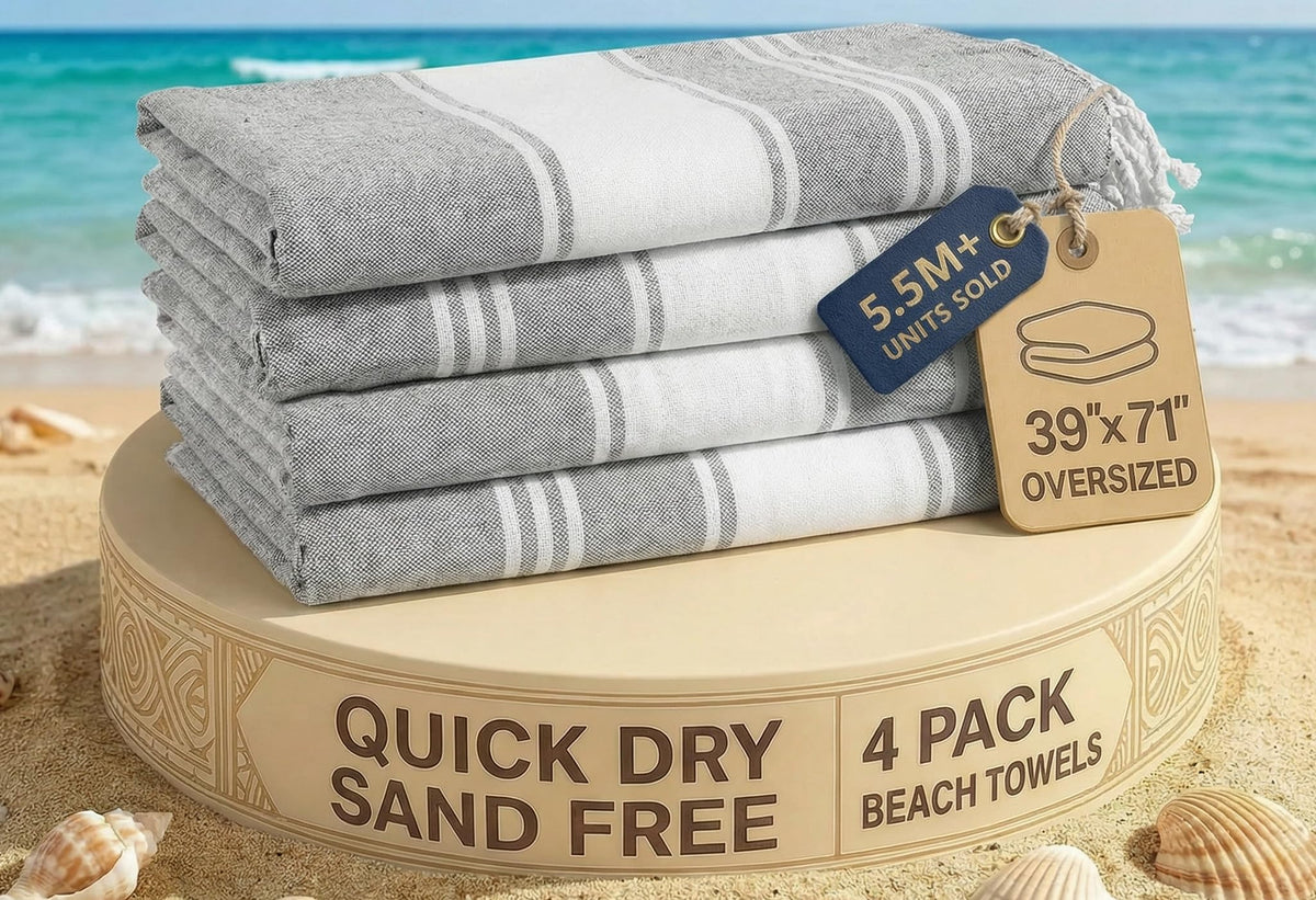 LANE LINEN Turkish Towels 6 Pcs, Beach Towels Oversized, Soft - Beach Party