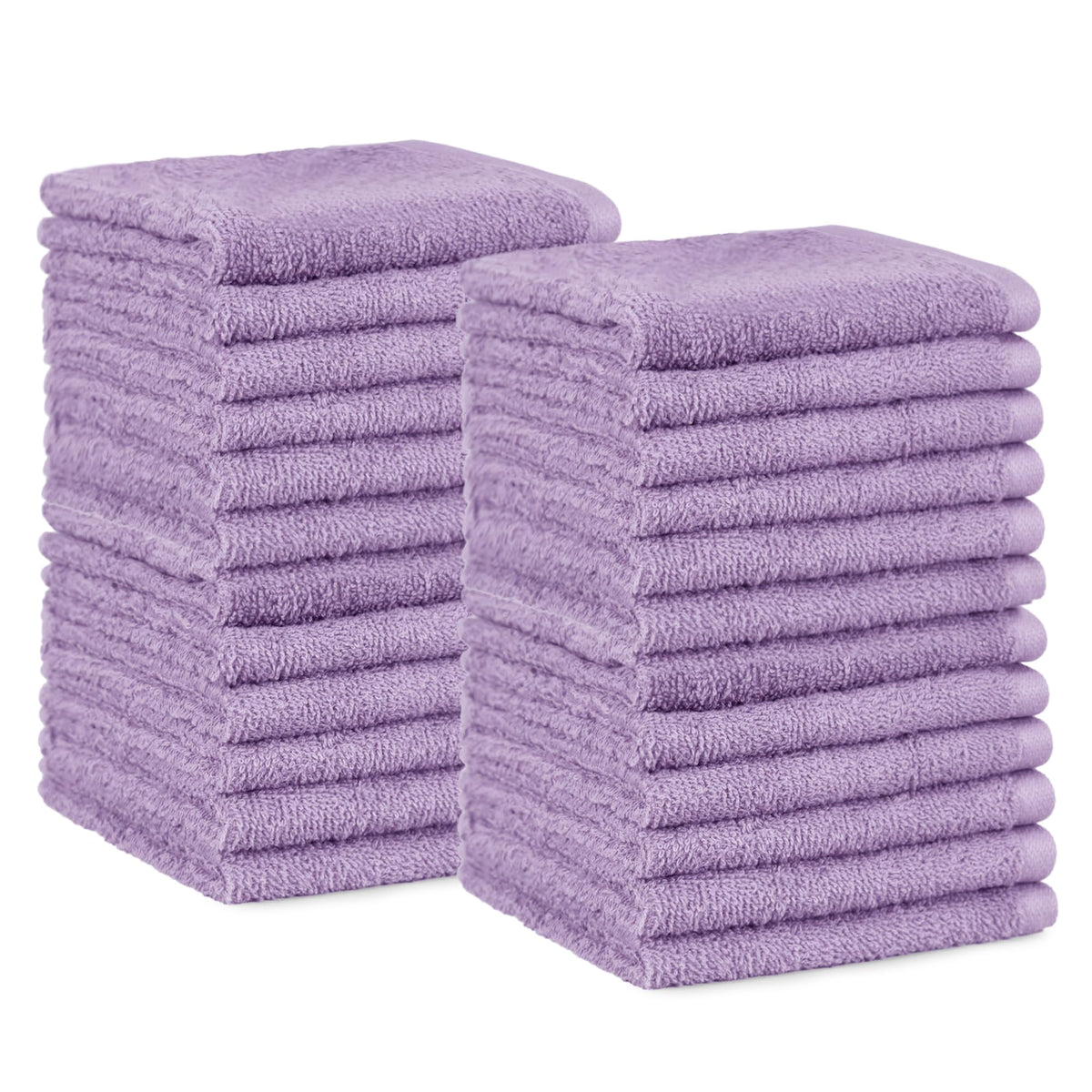 Amazon Basics Fast Drying Cotton Washcloths for Bathroom, Machine Washable, Soft and Highly Absorbent, 12 x 12 in, White, 24-Pack