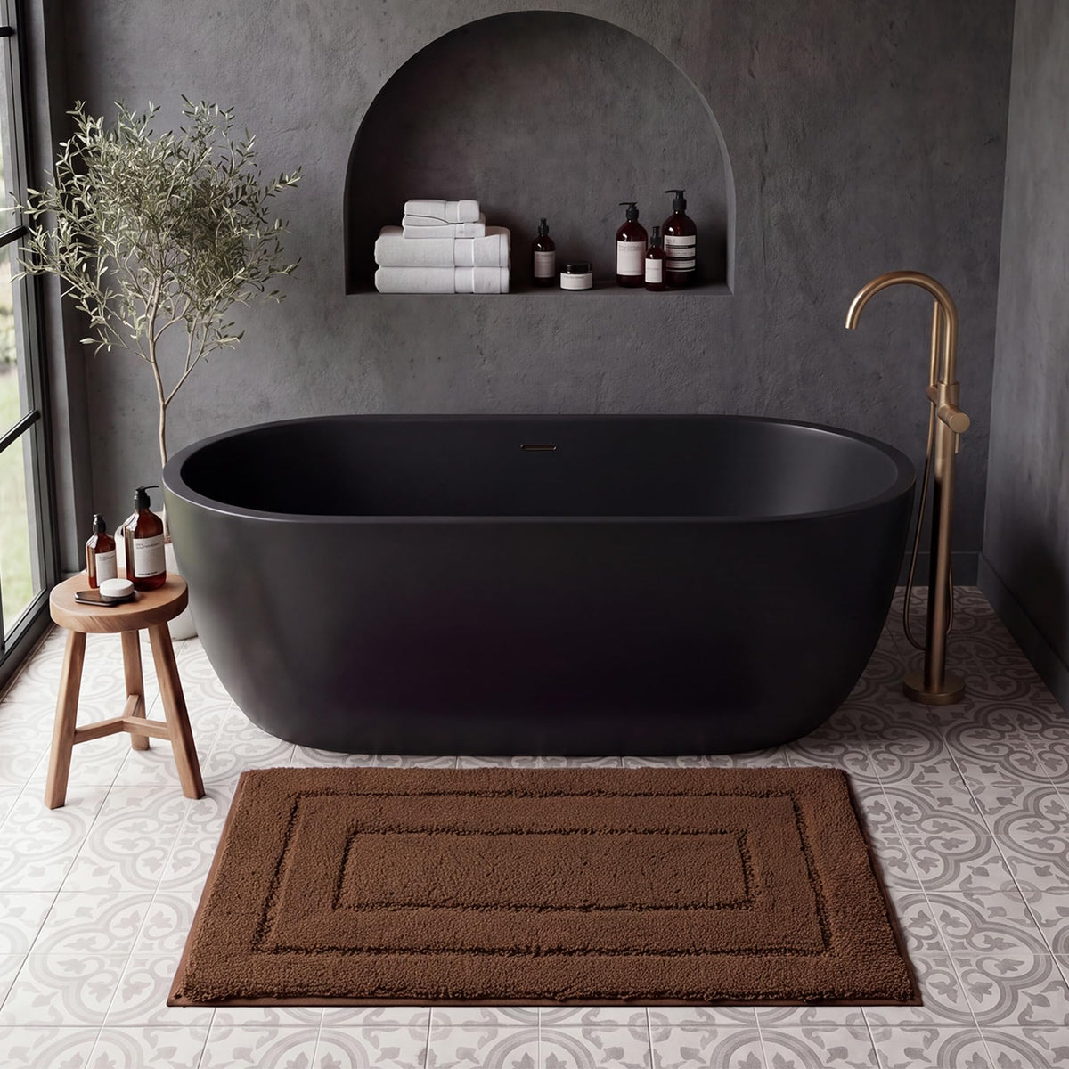 GRANNY SAYS Gray Bathroom Rug 20" x 30", Non-Slip Microfiber Bath Mat