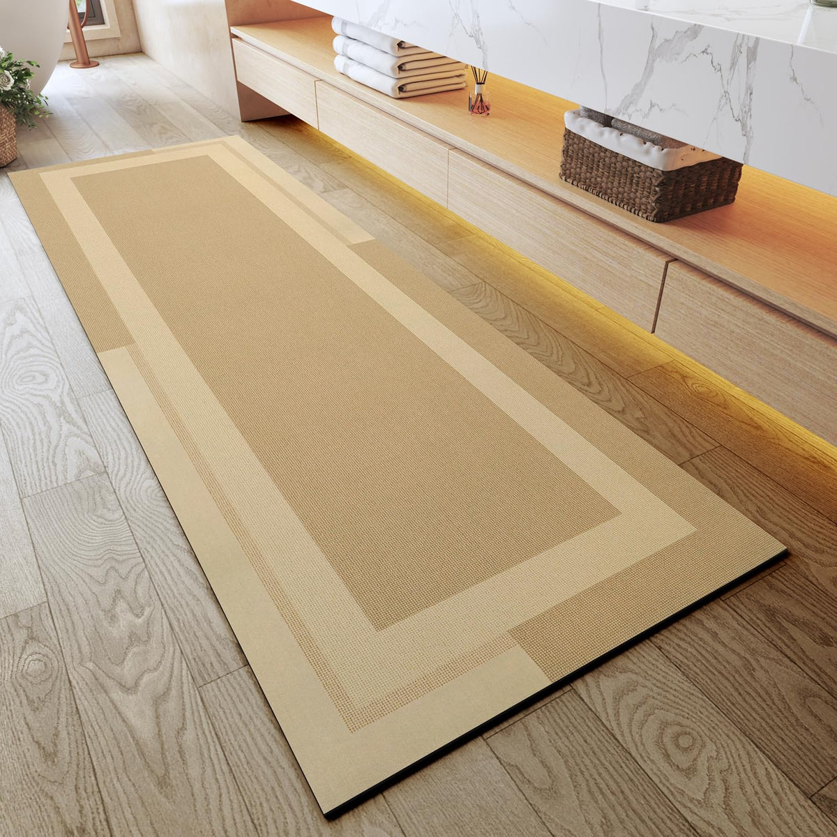 YDKGL Non Slip Bath Mat Thin Bathroom Rugs Fit Under Door Dark Grey 16"x24"