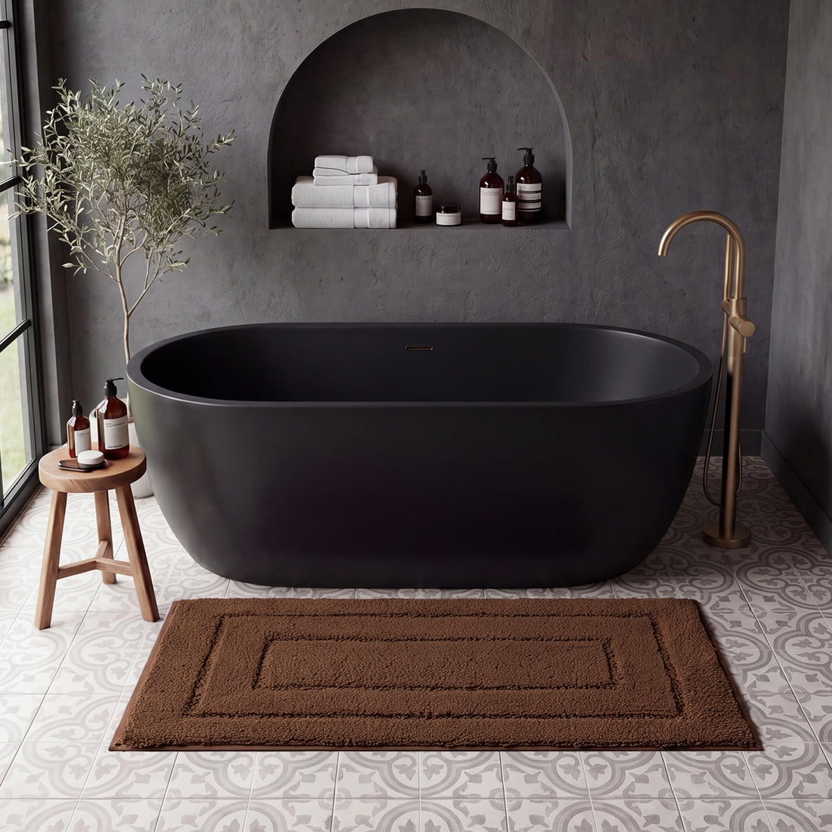 GRANNY SAYS Gray Bathroom Rug 20" x 30", Non-Slip Microfiber Bath Mat