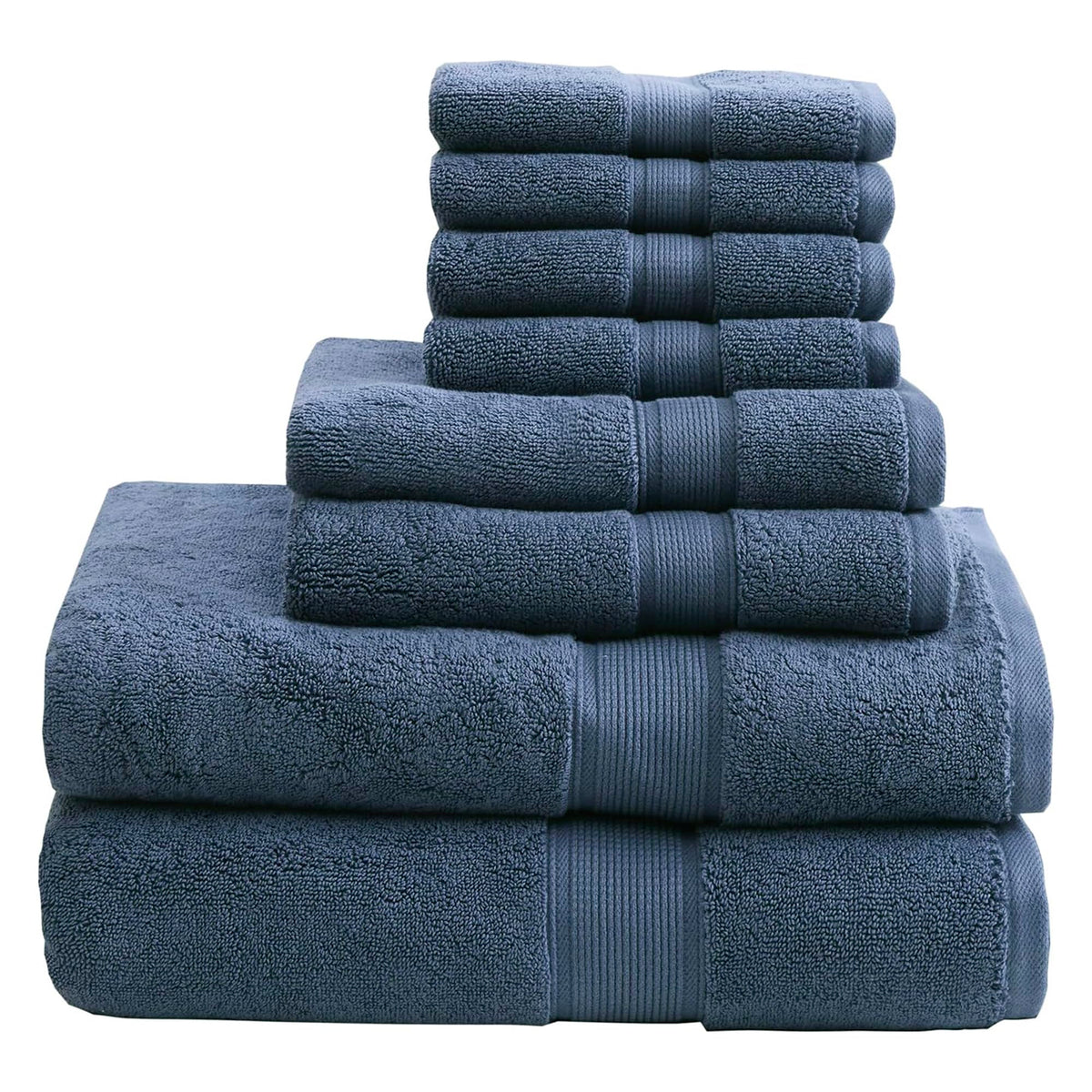 Madison Park 800GSM 100% Cotton Bathroom Bath Towel Set of 8, Light Blue
