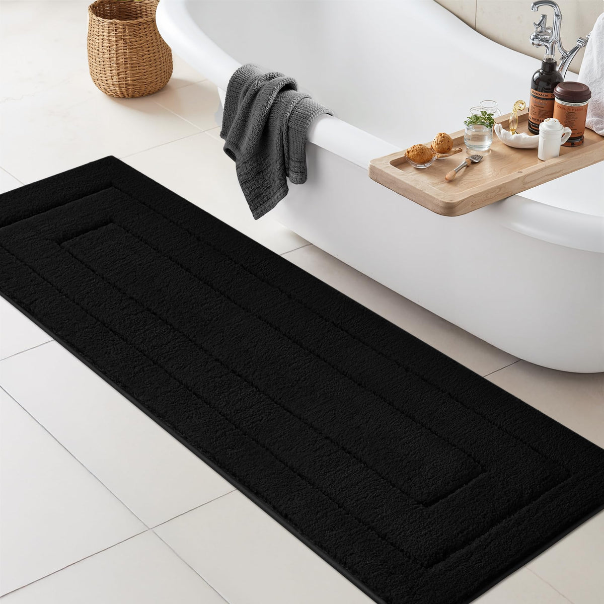 GRANNY SAYS Gray Bathroom Rug 20" x 30", Non-Slip Microfiber Bath Mat