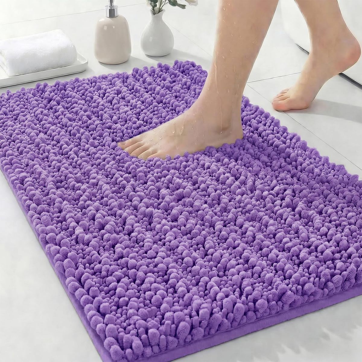 ILANGO Bathroom Rugs Dark Grey 32x20,Extra Soft Absorbent Chenille Bath Rugs,Thick Non-Slip Shaggy Bath Mat,Machine Washable Quick Dry Bath Mats for Bathroom Floor, Tub, Shower Accessories