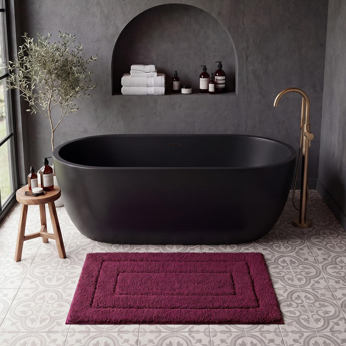 GRANNY SAYS Gray Bathroom Rug 20" x 30", Non-Slip Microfiber Bath Mat