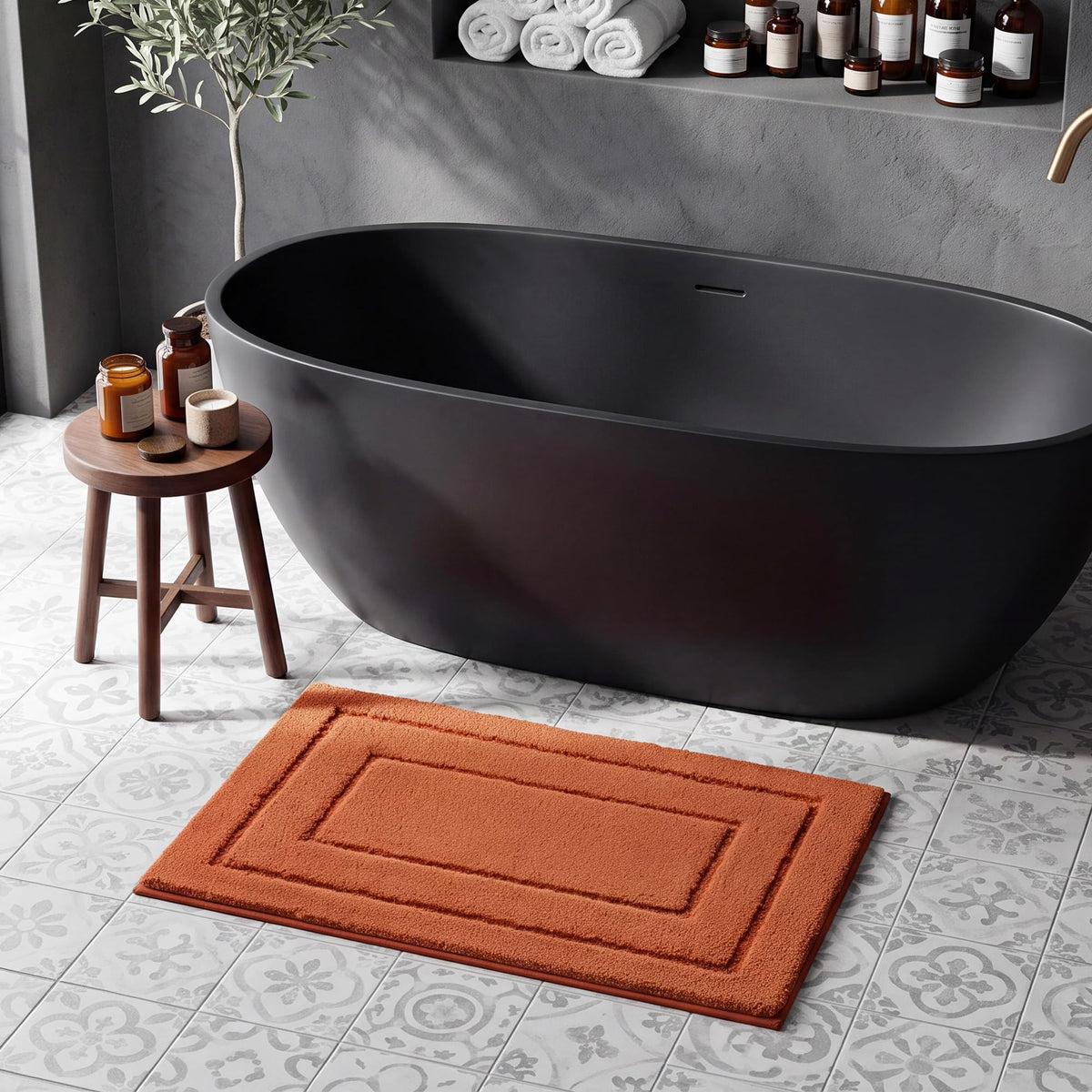 GRANNY SAYS Gray Bathroom Rug 20" x 30", Non-Slip Microfiber Bath Mat