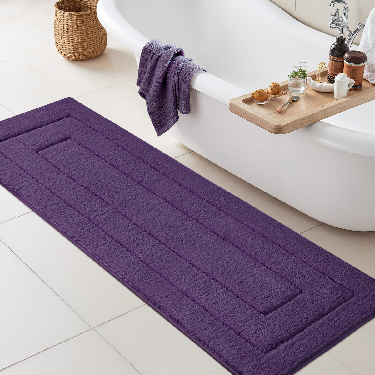 GRANNY SAYS Gray Bathroom Rug 20" x 30", Non-Slip Microfiber Bath Mat