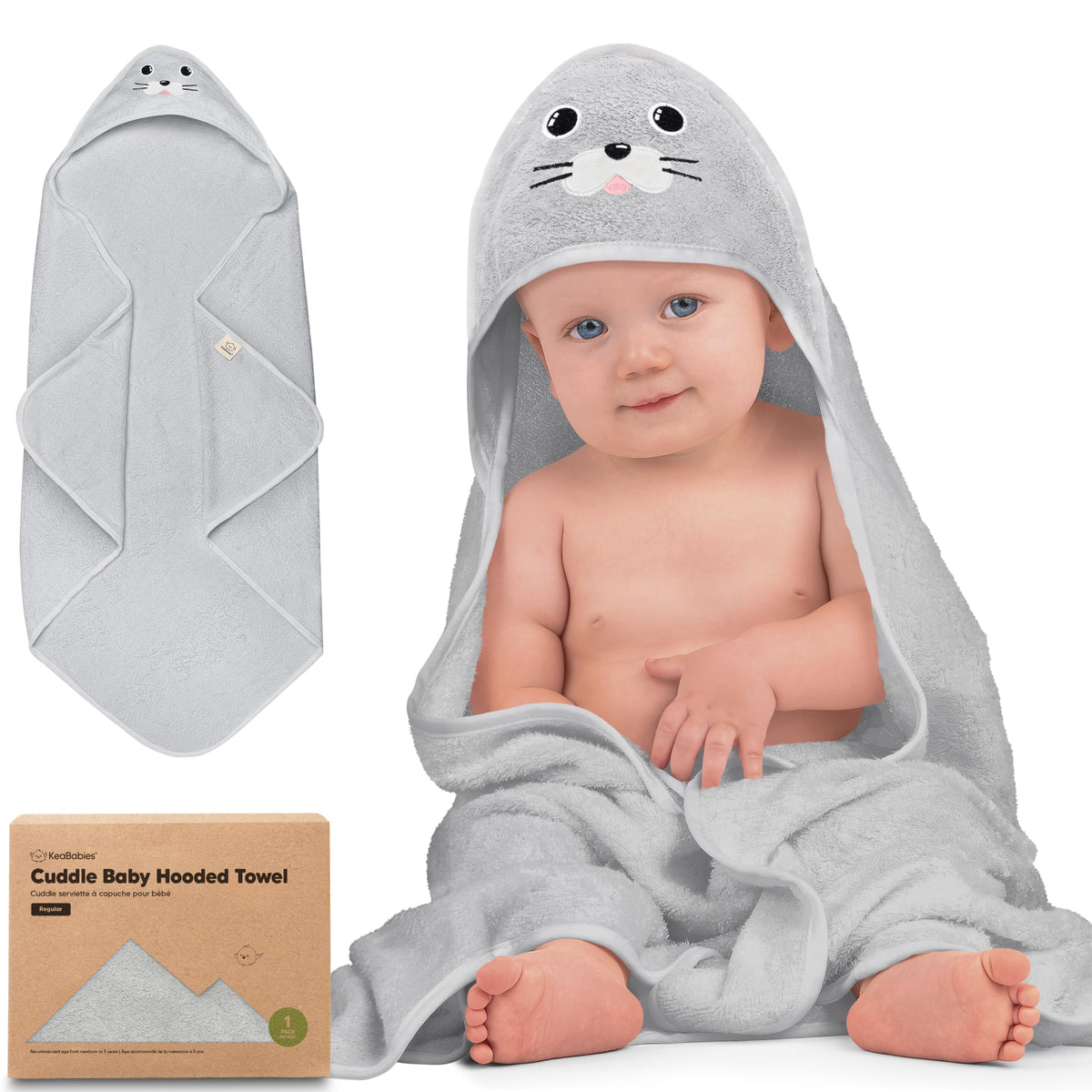 KeaBabies Hooded Baby Towel for Newborn, Baby Bath Towels (Duck, 35x35)