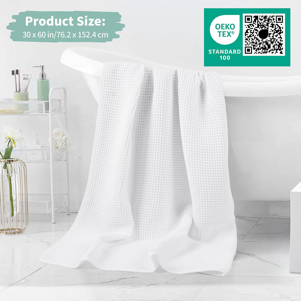 MICROFI New Microfiber Waffle Bath Towels, 2 Pieces, Oversized, Soft, Absorbent, Fast Drying, Lint Free 430 GSM (30''x60''/76cm x 152cm)
