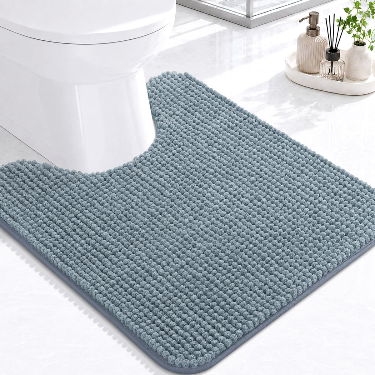 Arotive Chenille Bathroom Rugs 30x20, Soft Absorbent Bath Mat, Grey