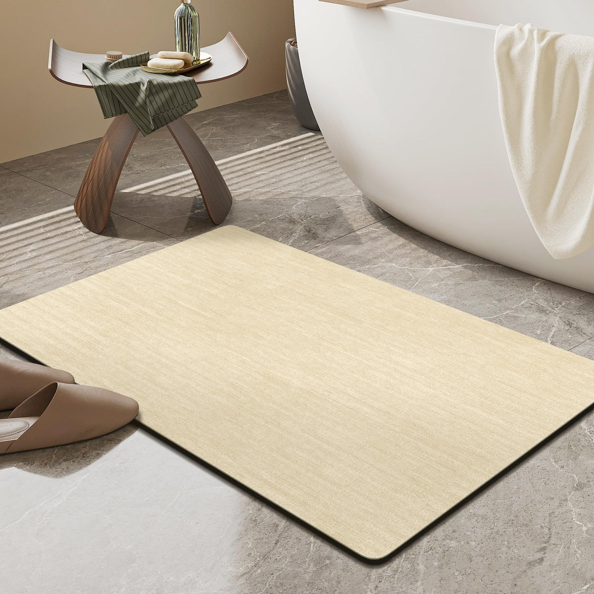 Mecko Bath Mat 16"x24",Ultra Thin Bathroom Rug fit Under Door Light Grey