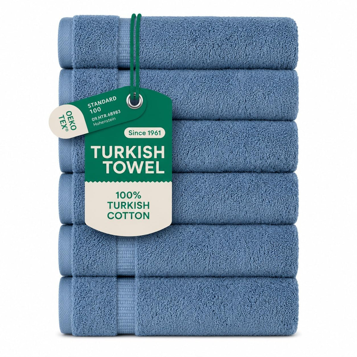 SALBAKOS 6-Piece 100% Turkish Cotton Hand Towels, 16x30 inch, White