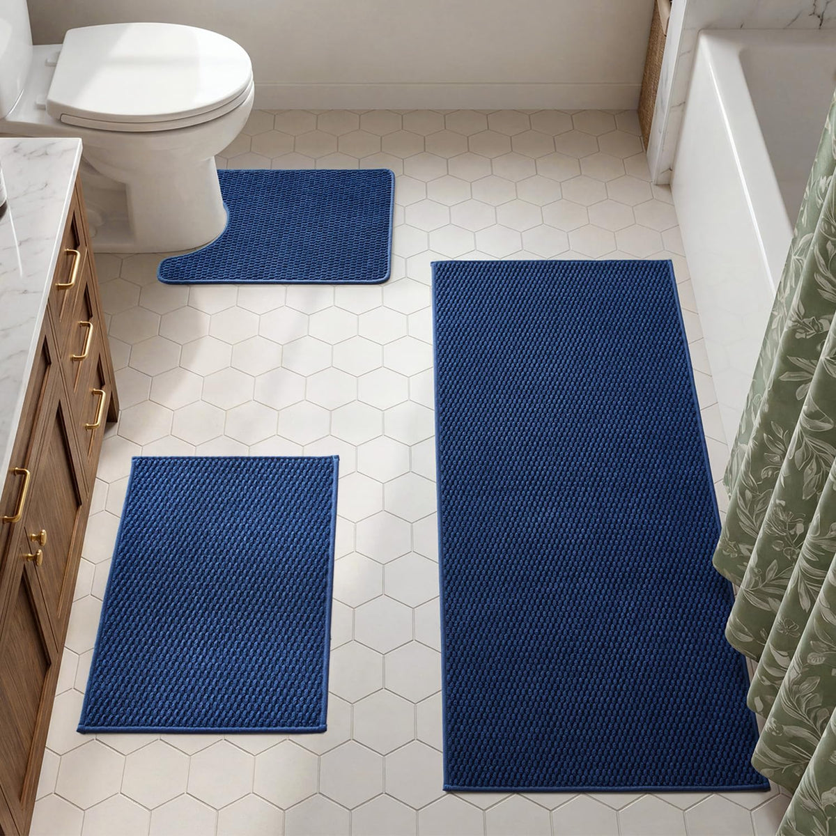 TYUU Bath Mat Set 2 Piece, Thin Bathroom Rugs Non Slip Washable Quick Dry