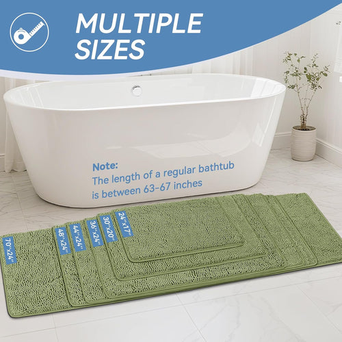 Bcoimo Small Bath Rug Mat,Sage Chenille High Absorbent Bathroom Floor Mats