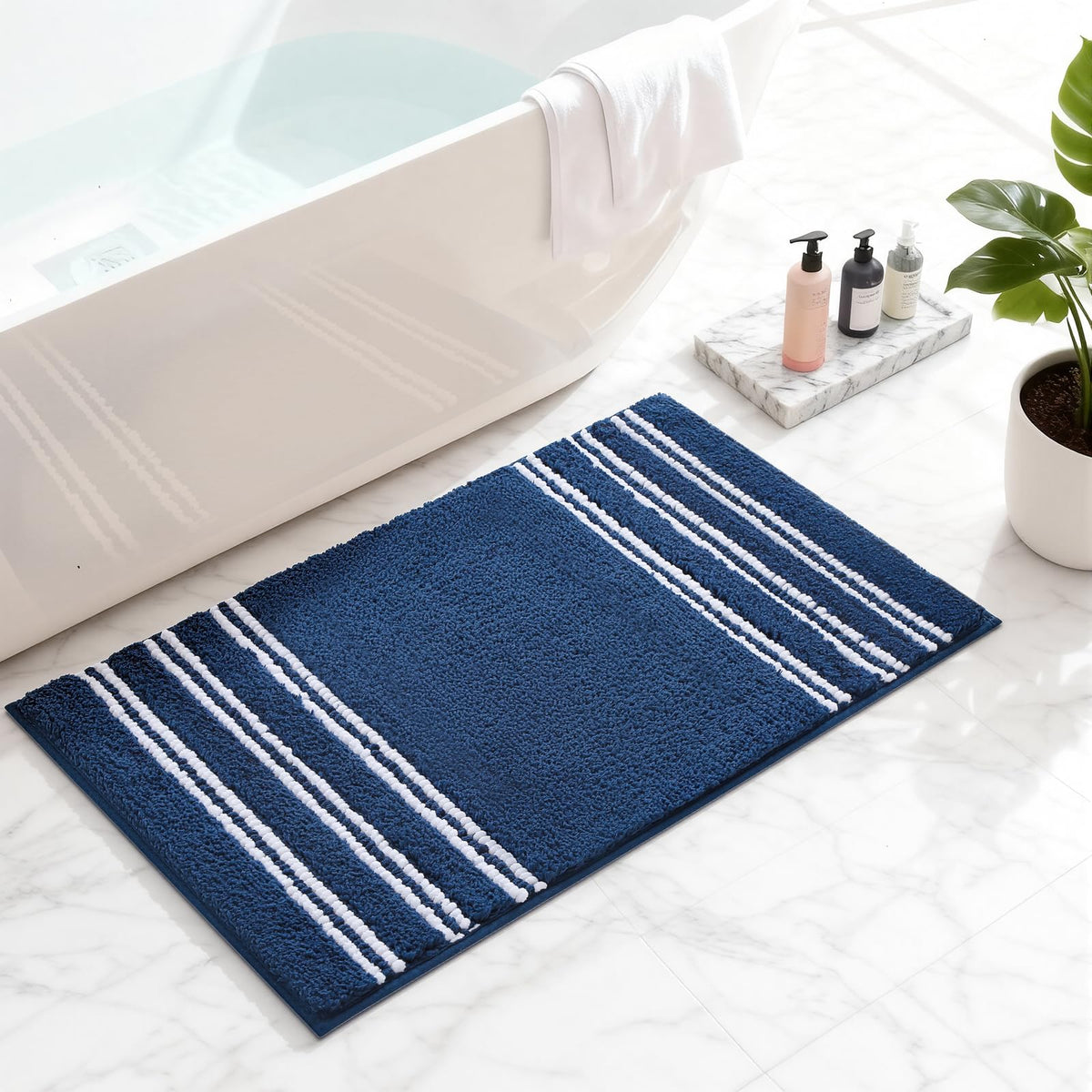 Kmson Ombre Bath Mat for Bathroom, Non Slip Ultra Soft and Thick Water Absorbent Bath Carpet, Machine Washable & Quick Dry Bathroom Rug, for Bedroom Door Living Room Green 17" x 24"