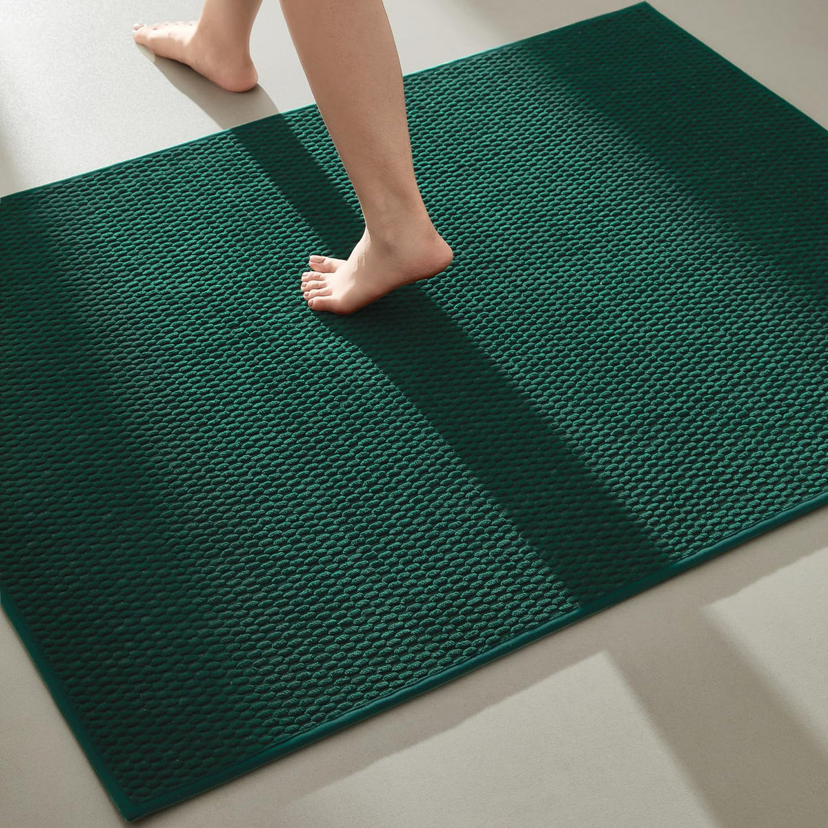 TYUU Bathroom Rugs Non Slip Washable, Super Absorbent Thin Bath Mat Small Quick Dry Low Pile Bathroom Rug, Dark Grey 16"x24"