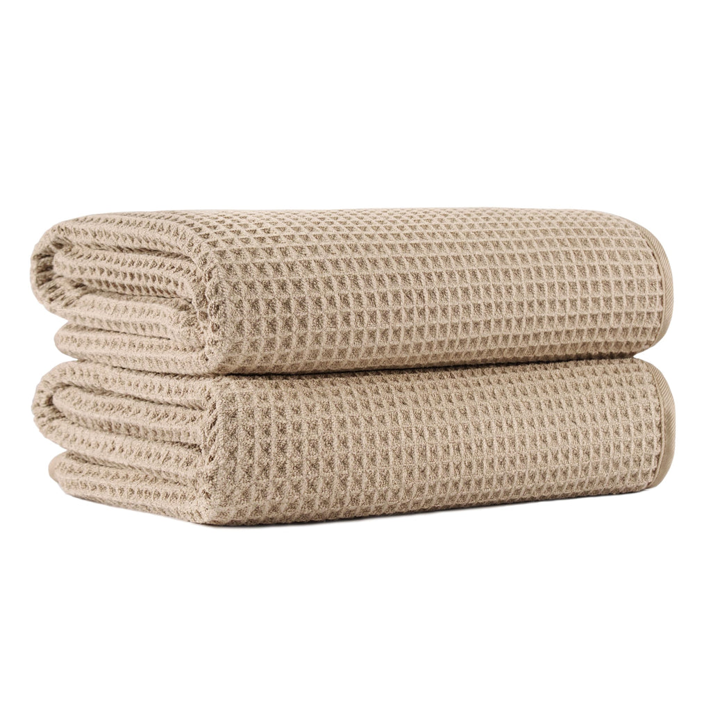 MICROFI New Microfiber Waffle Bath Towels, 2 Pieces, Oversized, Soft, Absorbent, Fast Drying, Lint Free 430 GSM (30''x60''/76cm x 152cm)