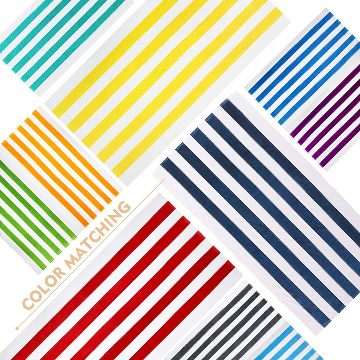Exclusivo Mezcla 2 Pack Cotton Pool Beach Towel, Oversized Stripe Towel Set