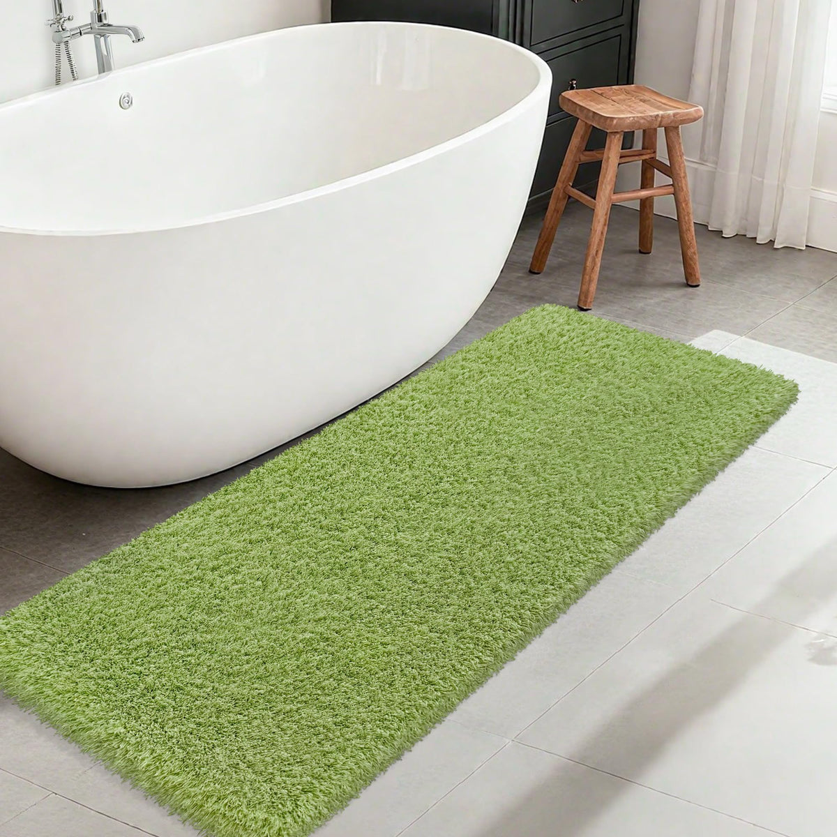 White Bathroom Rugs Non Slip 24"x16",Absorbent Bath Mat Quick Dry