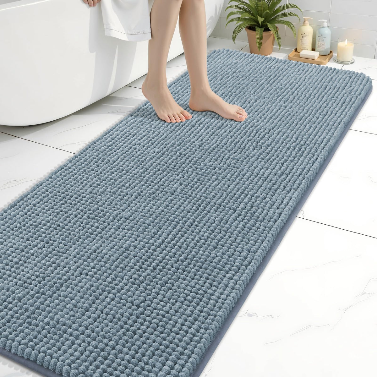 Arotive Chenille Bathroom Rugs 30x20, Soft Absorbent Bath Mat, Grey