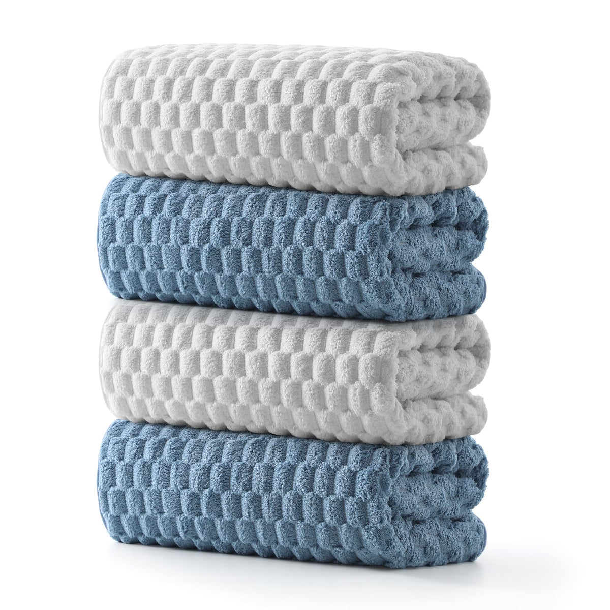 REDKISS 4 Pack Microfiber Bath Towels - Extra Large, Super Absorbent, Quick Dry Waffle Towels Set for Bathroom, Spa, Gym, and Travel - Luxury, Plush, 4 Multicolor
