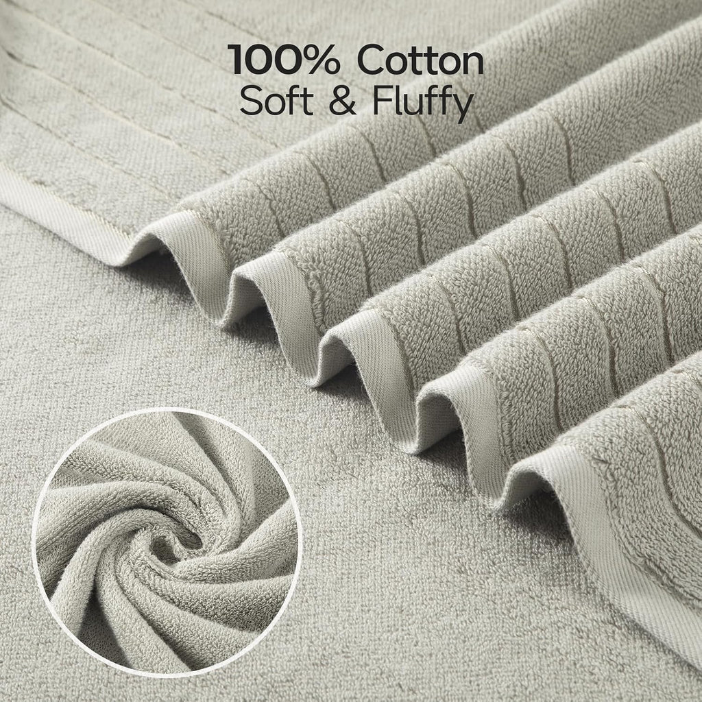 REDKISS 2 Pack Extra Large 35x70 Inch Cotton Bath Towels, Light Gray