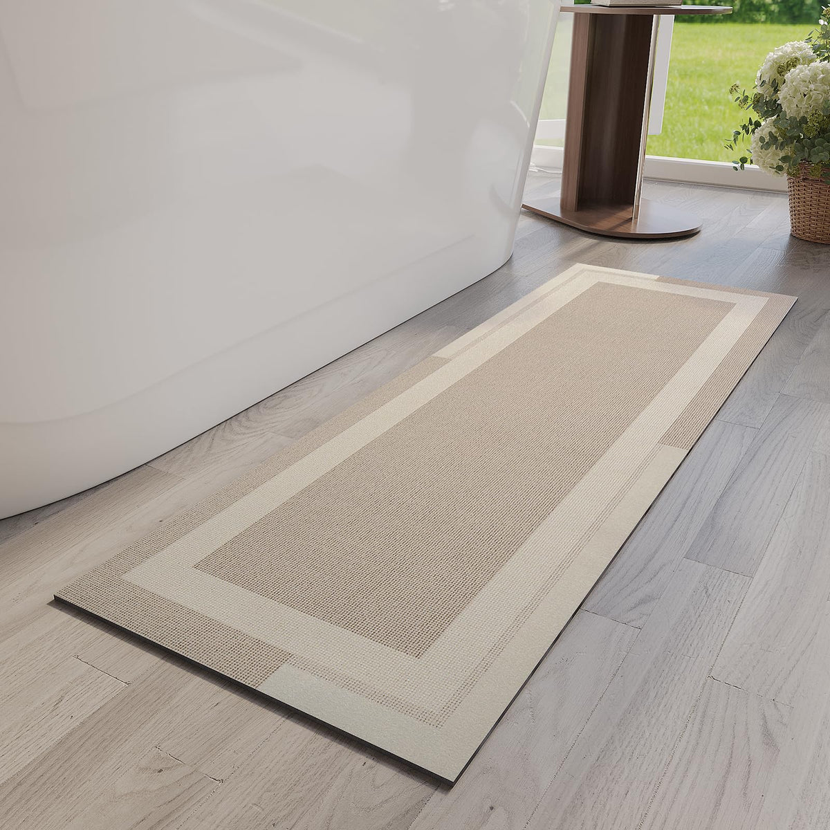 YDKGL Non Slip Bath Mat Thin Bathroom Rugs Fit Under Door Dark Grey 16"x24"