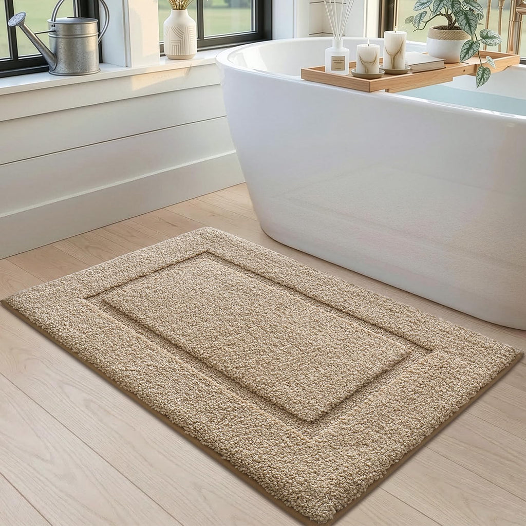 DEXI Bath Mat 36x24, Absorbent and Non Slip Bathroom Rugs, Beige