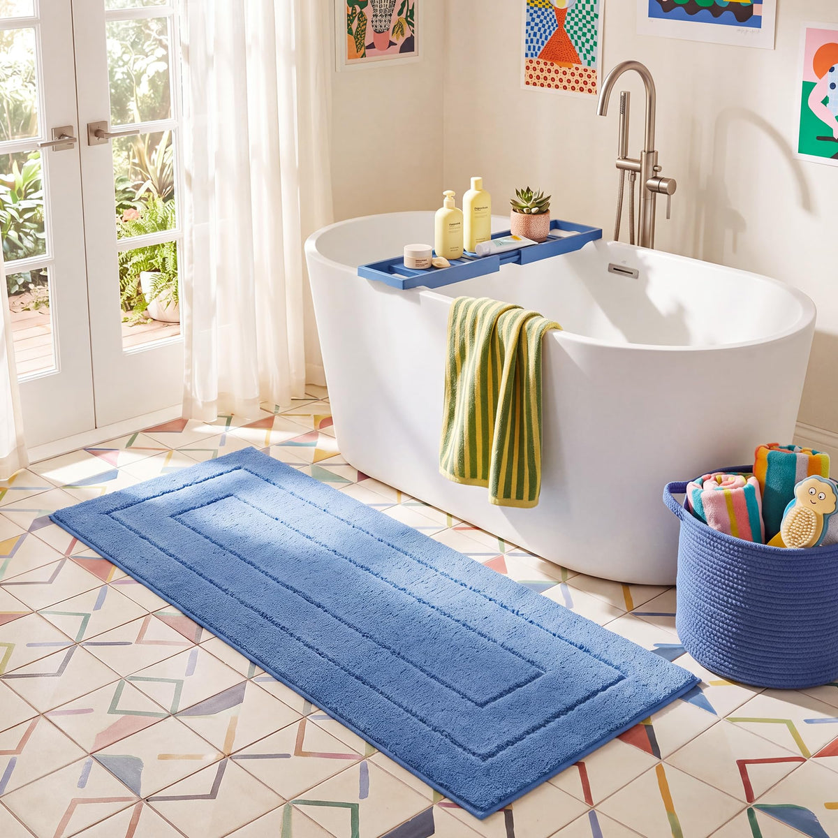 GRANNY SAYS Gray Bathroom Rug 20" x 30", Non-Slip Microfiber Bath Mat