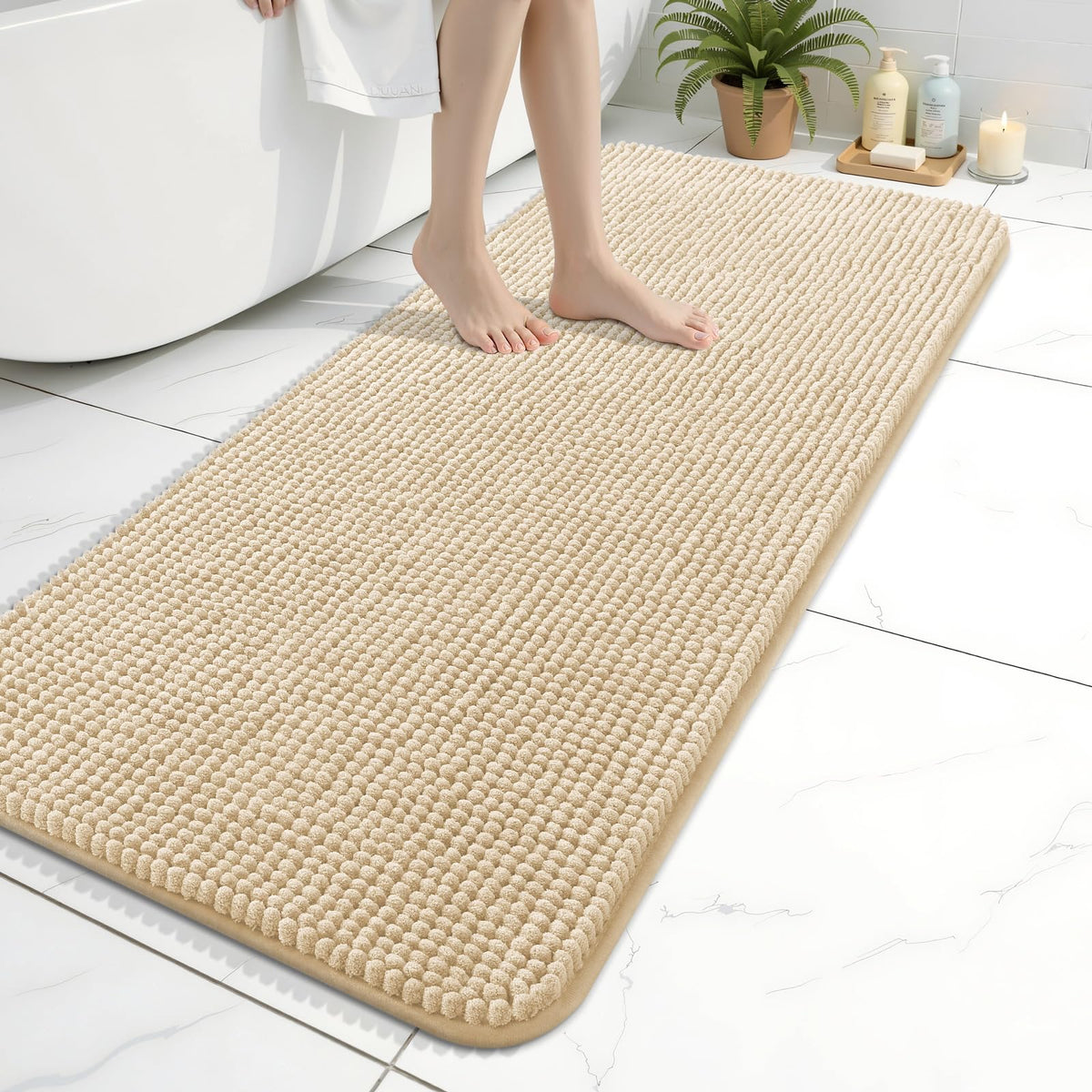 Arotive Chenille Bathroom Rugs 30x20, Soft Absorbent Bath Mat, Grey