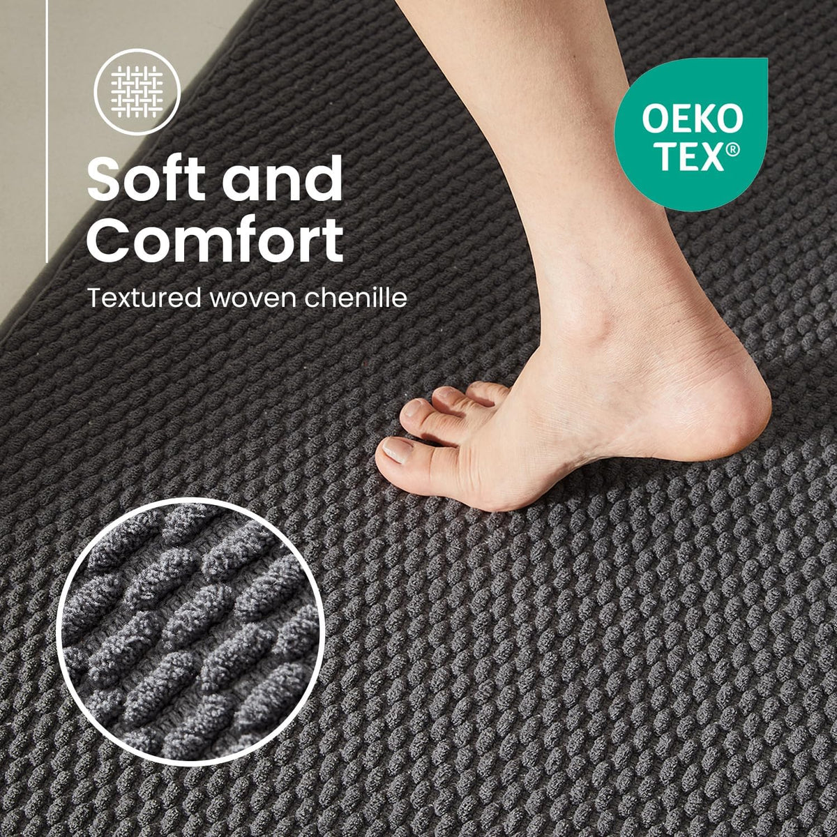 TYUU Bath Mat Set 2 Piece, Thin Bathroom Rugs Non Slip Washable Quick Dry
