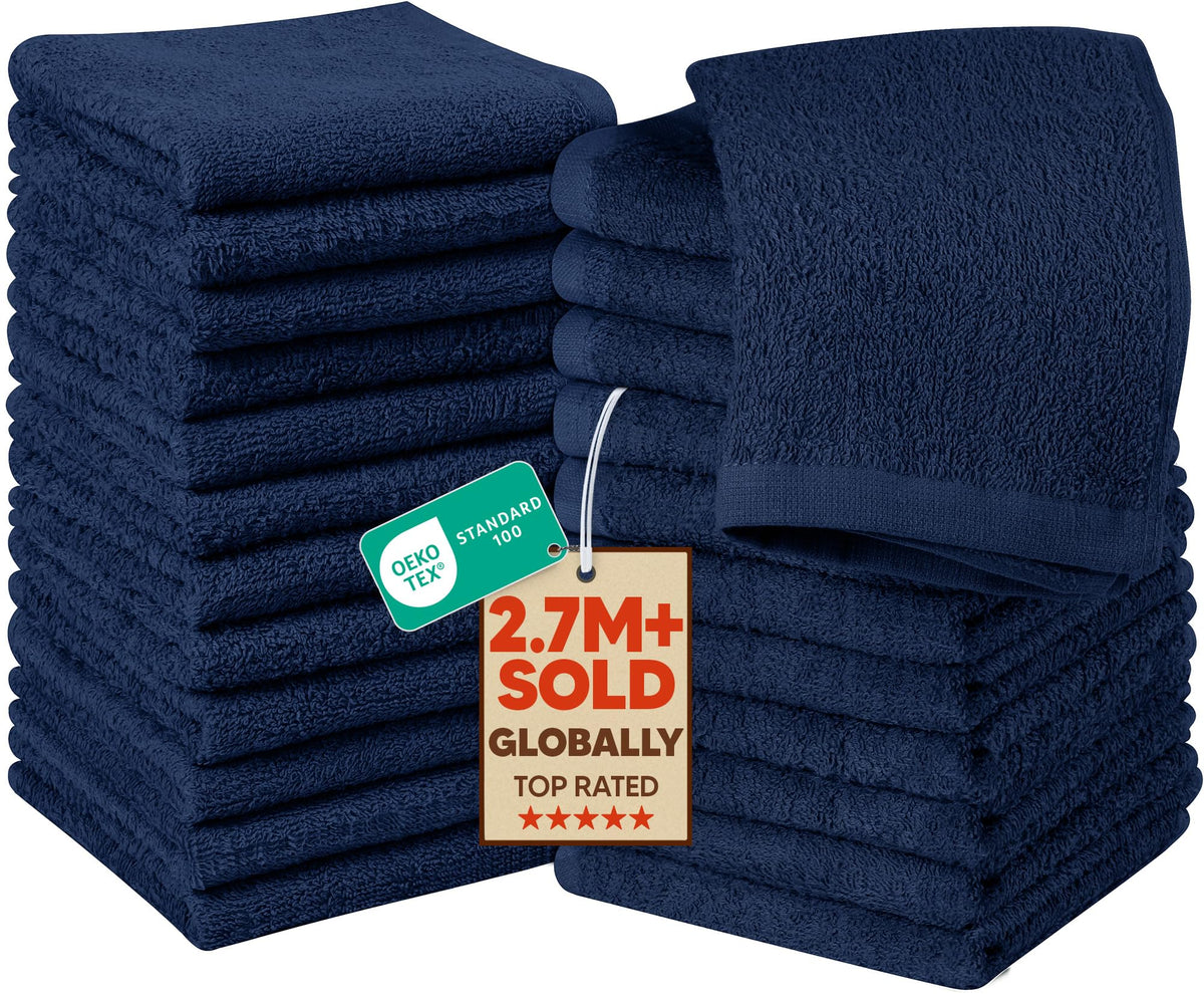 Utopia Towels 24 Pack Cotton Washcloths Set, 100% Ring Spun Cotton, Premium Quality Flannel Face Cloths, Highly Absorbent and Soft Feel Fingertip Towels, White