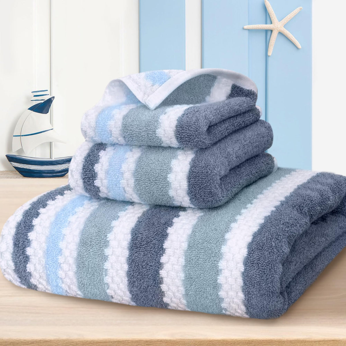 VOOVA & MOVAS 6PC Towel Set, 100% Cotton, Dark Grey