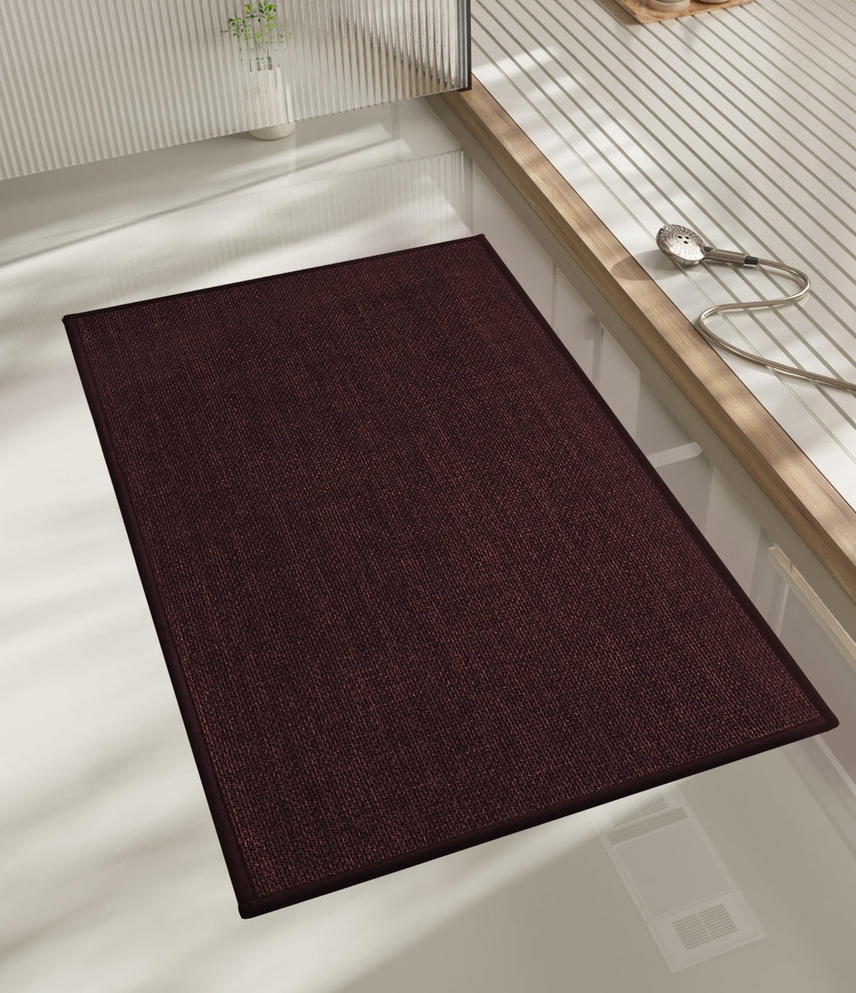 chakme Bathroom Rugs Mat 24x17, Ultra Thin Non Slip Bath Mat Small Quick Dry Absorbent Bath Mat for Bathroom Floor, (Dark Beige, 24"x17")