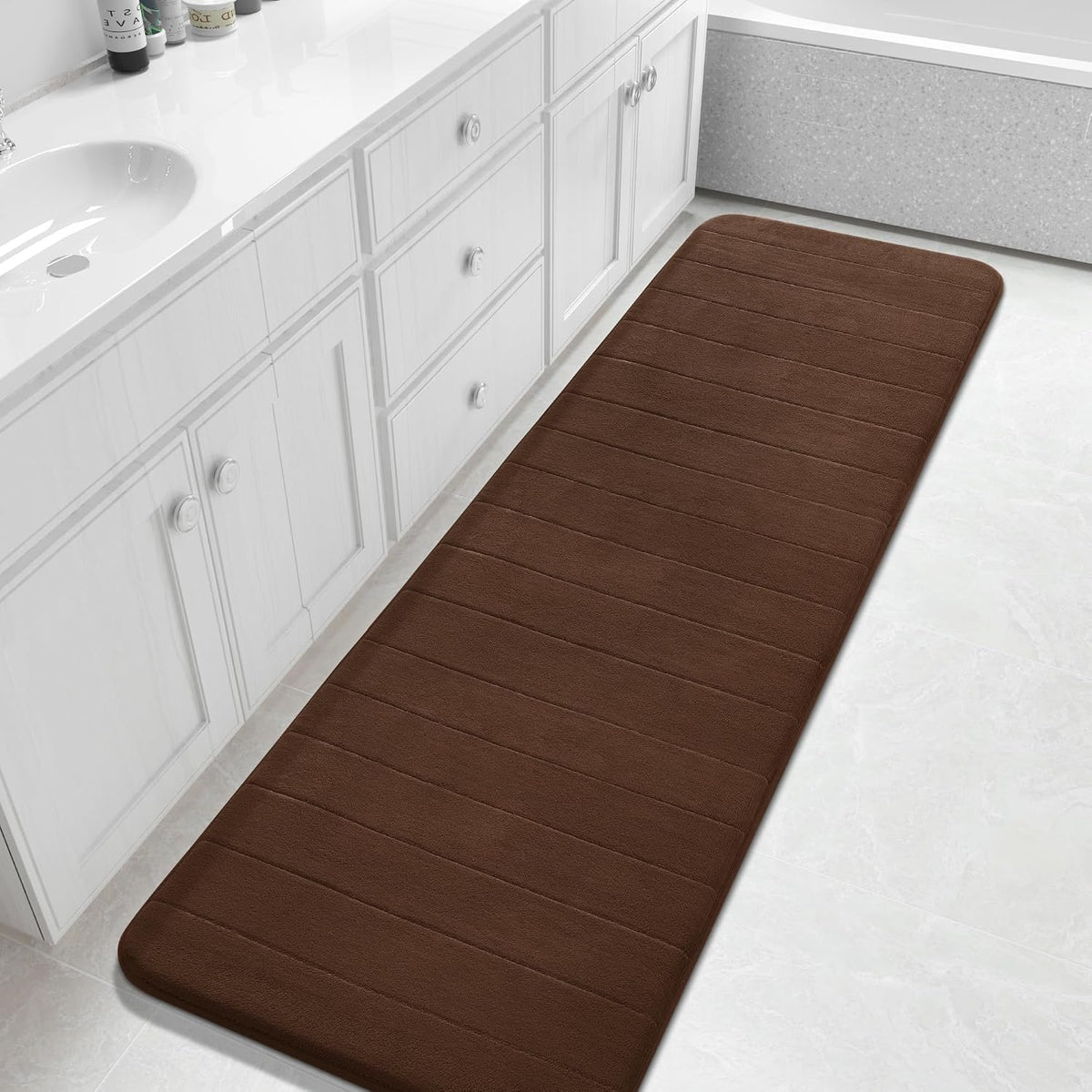 Yimobra Memory Foam Bath Mat, Super Soft Absorbent Bathroom Rug Non Slip, Quick Dry, Machine Washable Floor Carpet for Tub Shower, Home Decor Accessories, 24x17, Grey