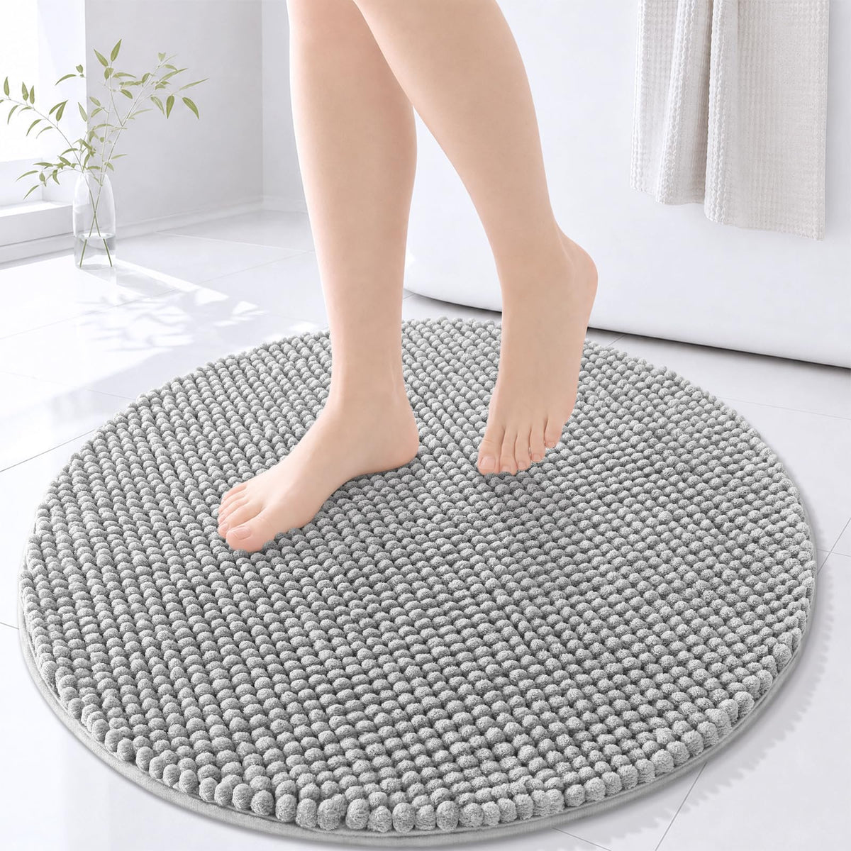 Arotive Chenille Bathroom Rugs 30x20, Soft Absorbent Bath Mat, Grey