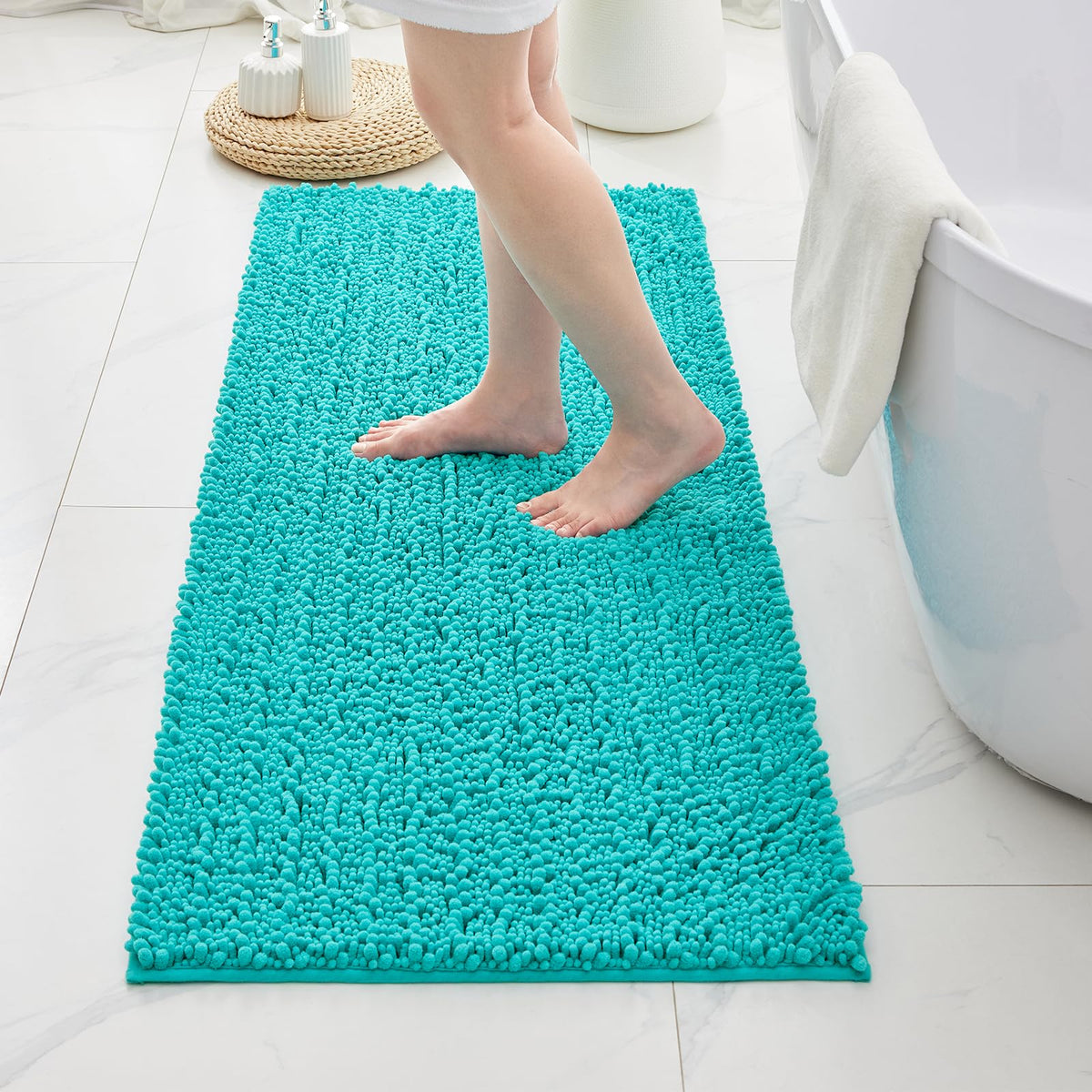 ILANGO Bathroom Rugs Dark Grey 32x20,Extra Soft Absorbent Chenille Bath Rugs,Thick Non-Slip Shaggy Bath Mat,Machine Washable Quick Dry Bath Mats for Bathroom Floor, Tub, Shower Accessories