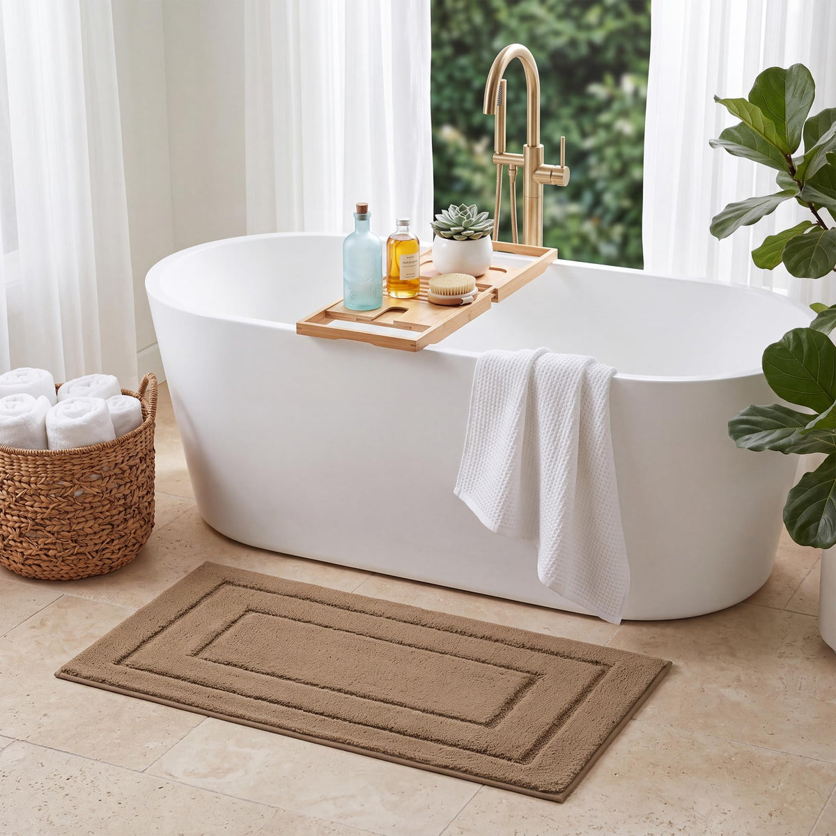 GRANNY SAYS Gray Bathroom Rug 20" x 30", Non-Slip Microfiber Bath Mat
