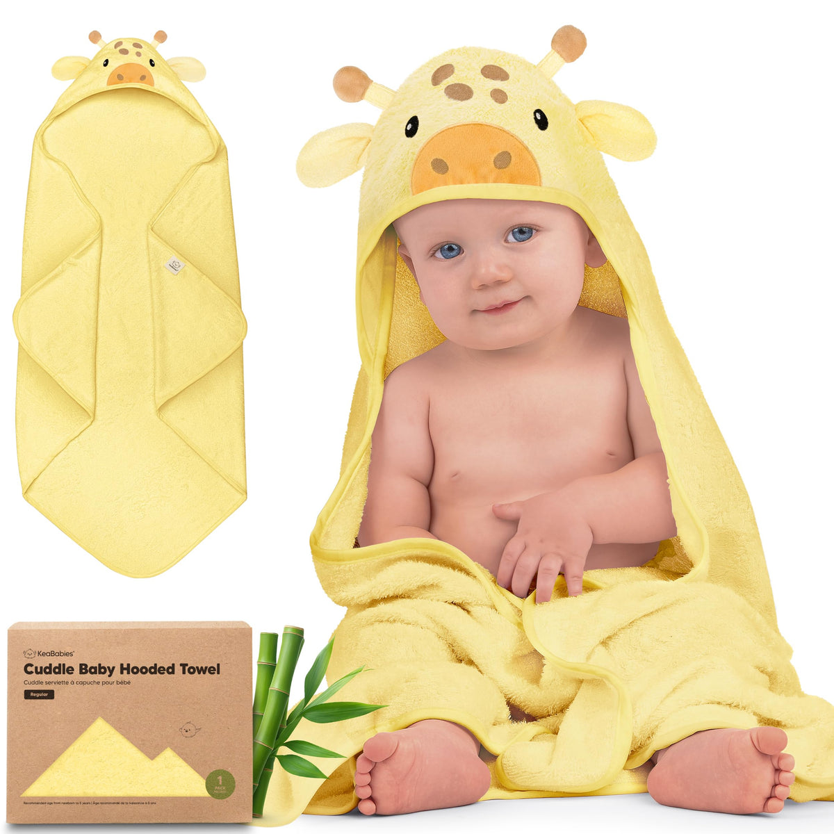 KeaBabies Hooded Baby Towel for Newborn, Baby Bath Towels (Duck, 35x35)