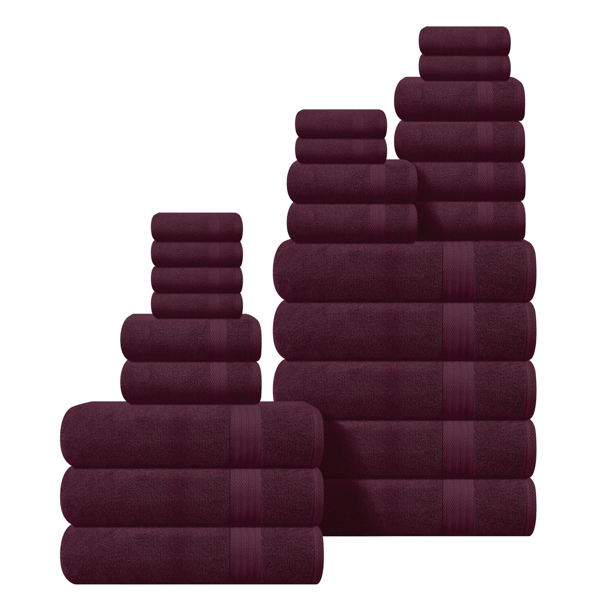 GLAMBURG Ultra Soft 8-Piece Towel Set - 100% Pure Ringspun Cotton, Contains 2 Oversized Bath Towels 27x54, 2 Hand Towels 16x28, 4 Wash Cloths 13x13 - Ideal for Everyday use, Hotel & Spa - Black