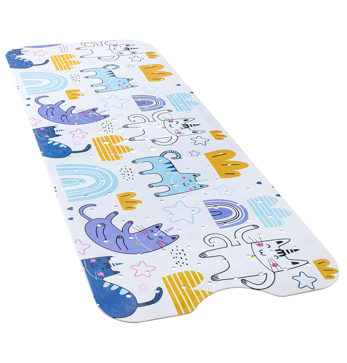 YINENN Bath and Shower Safety Mats 40x16 inch, Non Slip with Suction Cups for Bathroom Stall and Tub Floor, Extra Large and Machine Washable, Drain Holes Keep Bathtub Clean, Clear