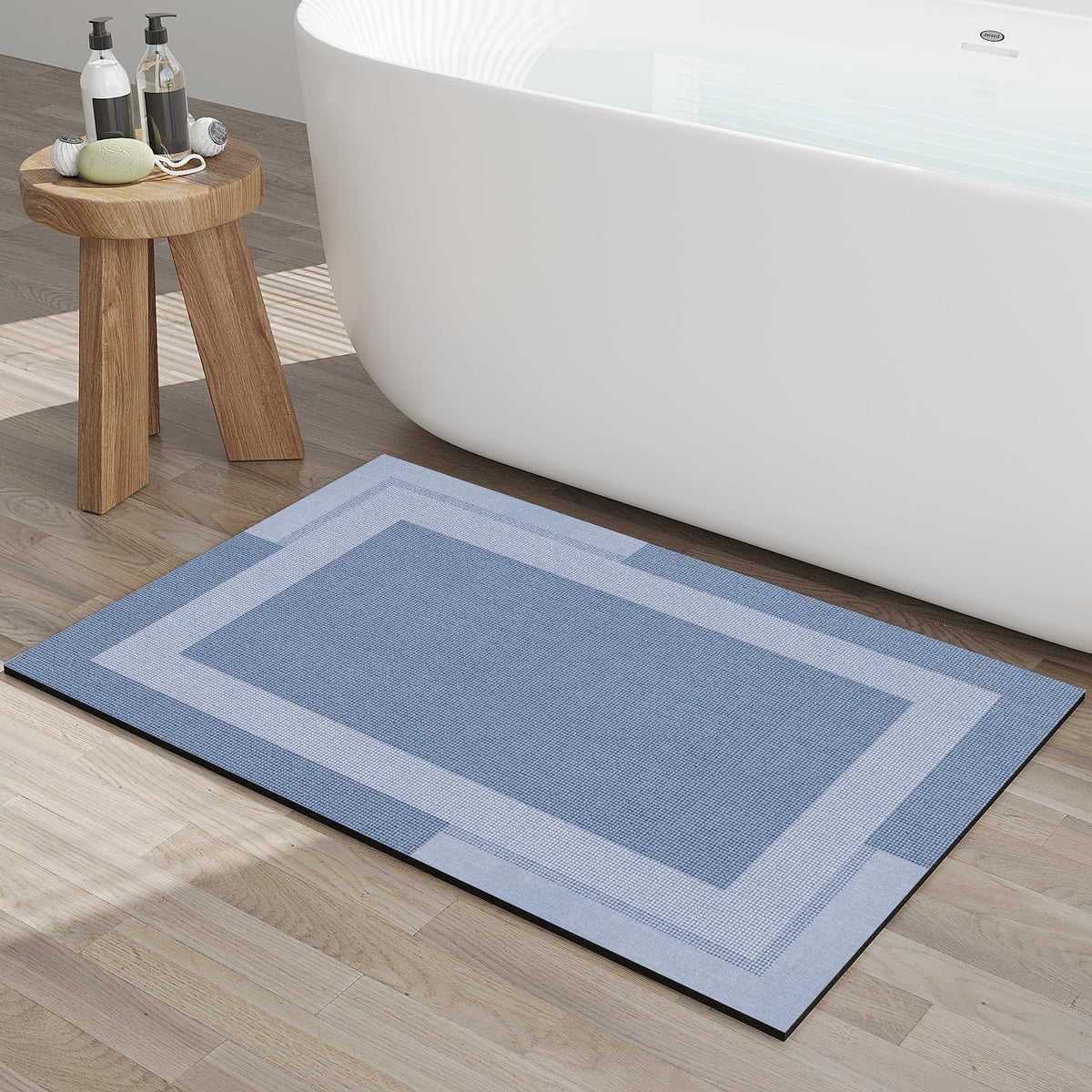 YDKGL Non Slip Bath Mat Thin Bathroom Rugs Fit Under Door Dark Grey 16"x24"