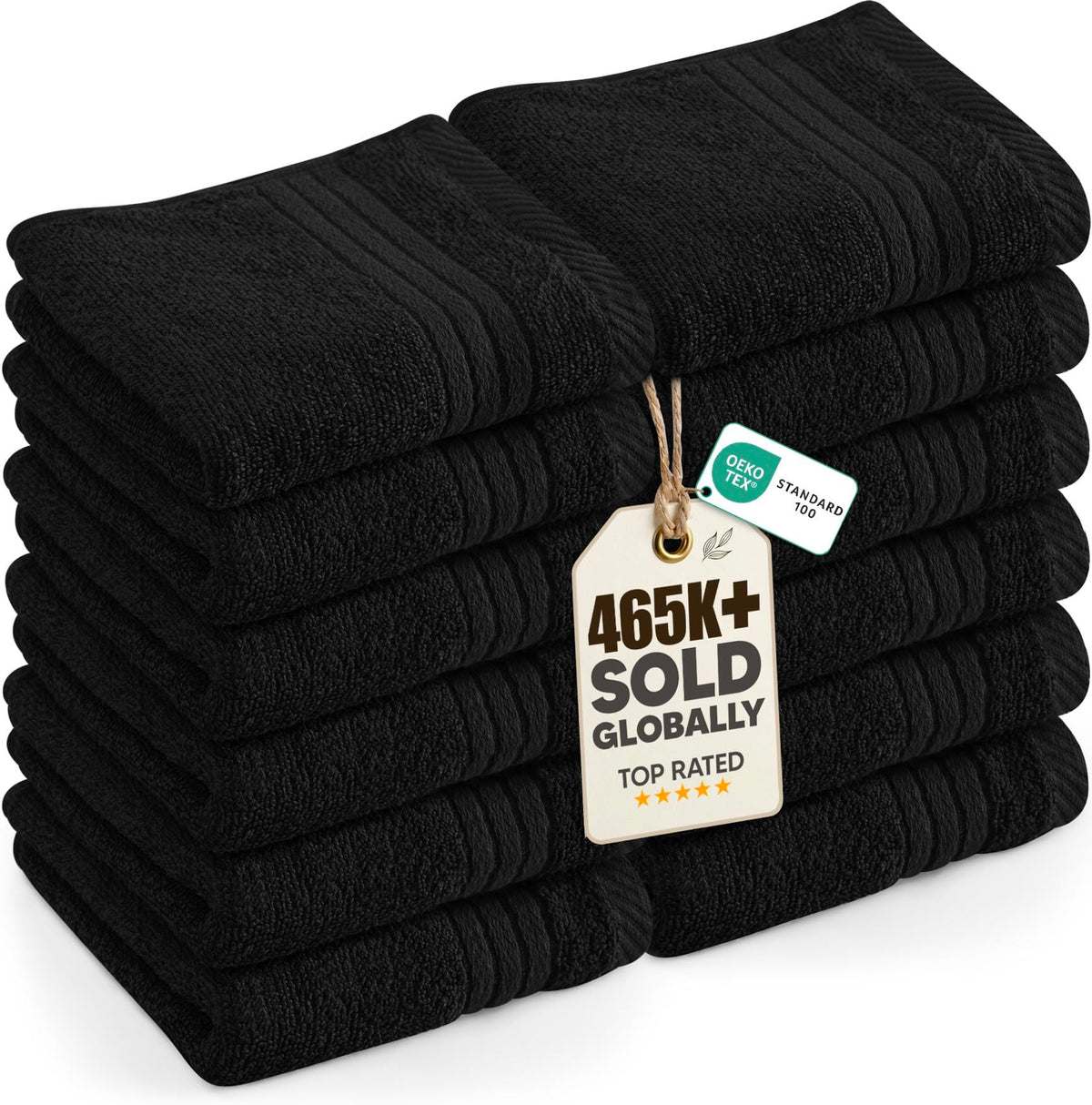 Utopia Towels 12 Pack Premium Wash Cloths, 12x12 in, 100% Cotton, Black