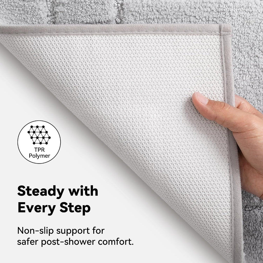 GRANNY SAYS Gray Bathroom Rug 20" x 30", Non-Slip Microfiber Bath Mat
