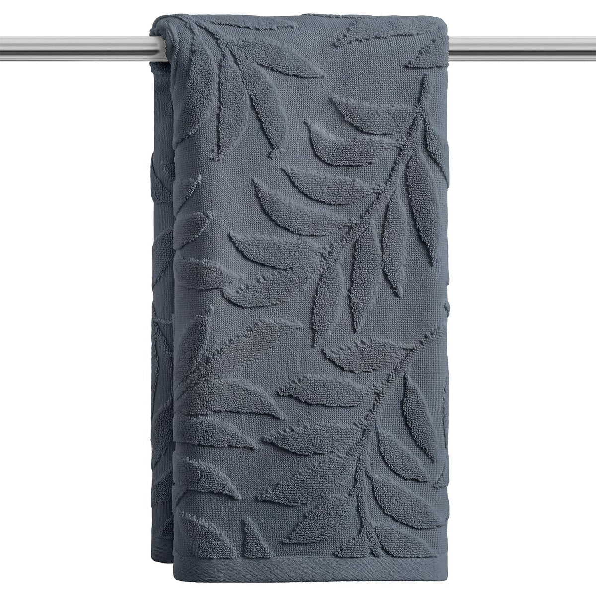 Artoid Mode 2 Pcs Beige 3D Leaves Jacquard Hand Towels for Bathroom, 100% Cotton Soft Absorbent Bathroom Decor Towels, 13.7 x 29.5 Inch