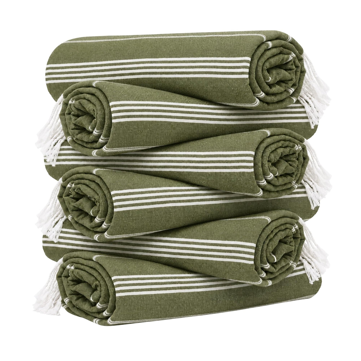 HAVLULAND Turkish Beach Towels, Set of 6, Oversized 72" x 40", 100% Cotton