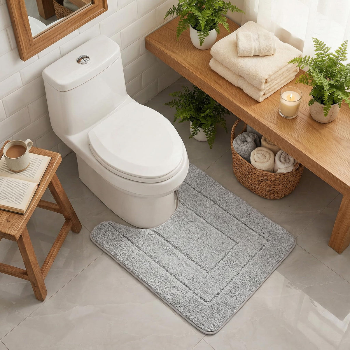 GRANNY SAYS Gray Bathroom Rug 20" x 30", Non-Slip Microfiber Bath Mat