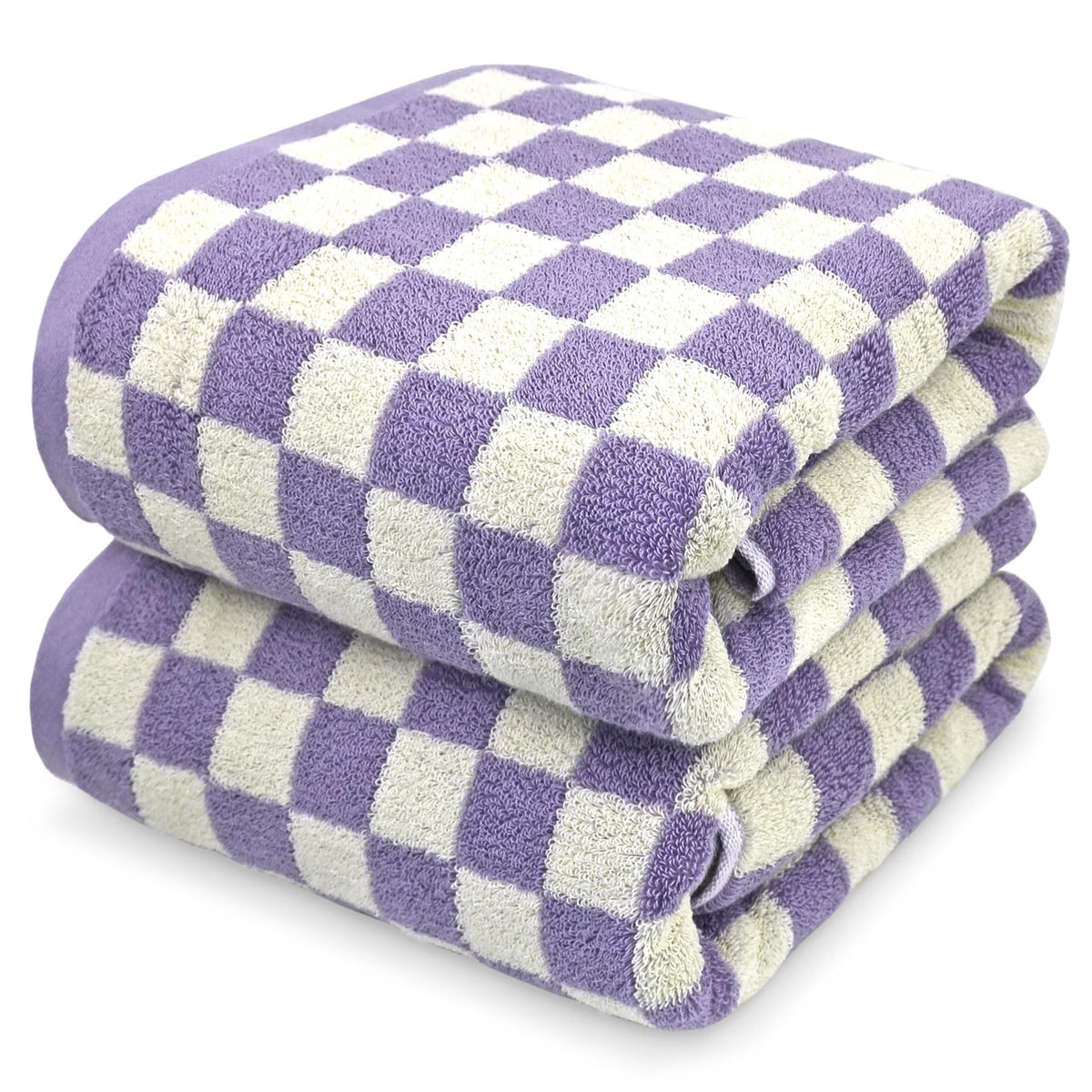 Jacquotha Black and White Checkered Cotton Bath Towels Set of 2