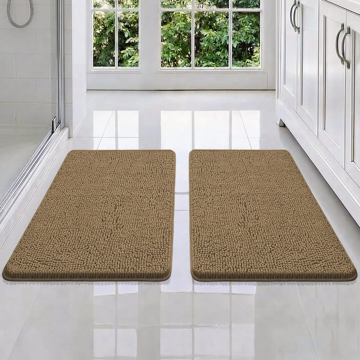 Bcoimo Small Bath Rug Mat,Sage Chenille High Absorbent Bathroom Floor Mats