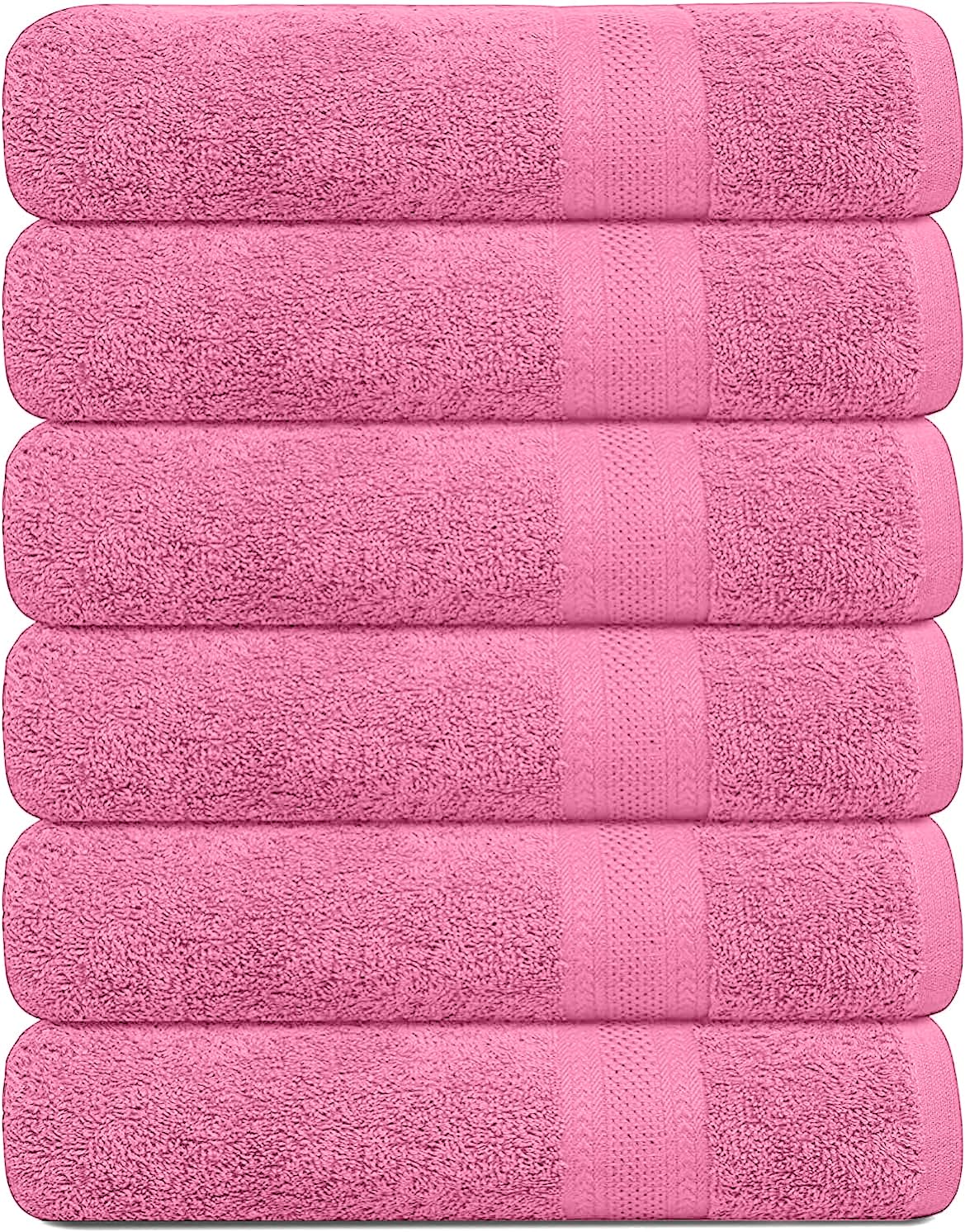 KAHAF COLLECTION 100% Cotton Bath Towel Set, White 24x48 Pack of 6 Towels, Quick Dry, Highly Absorbent, Soft Feel Towel, Gym, Spa, Bathroom, Shower, Pool, Luxury Soft Towels Light-Weight